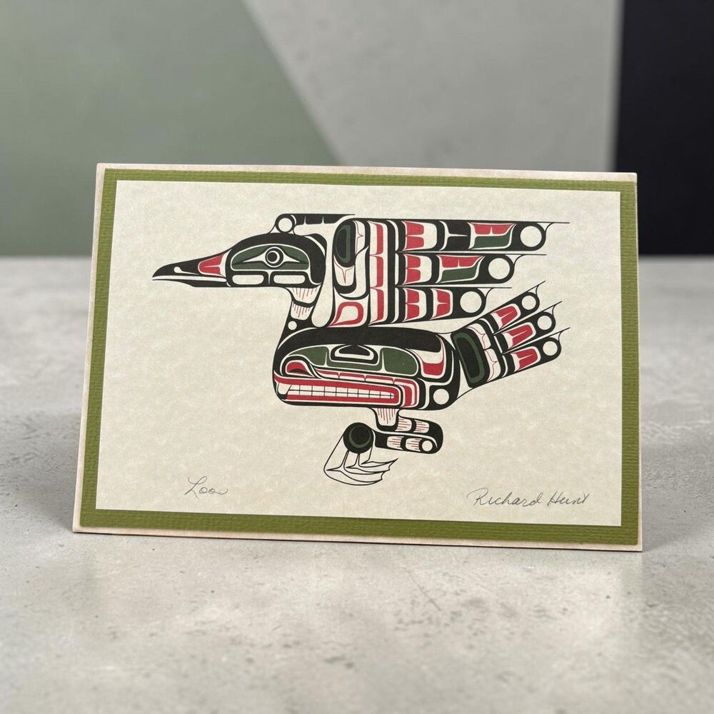 Richard Hunt Art Card Native Canadian Art Loon Design 6x9” Handmade